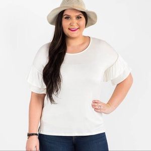 Agnes & Dora Ivory Frill Sleeve Top Size  XXS